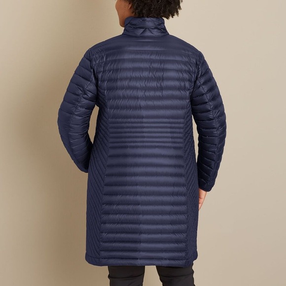 Duluth Trading Company Quilted Down Long Puffer Coat Navy Blue Women's 3X - Picture 3 of 8